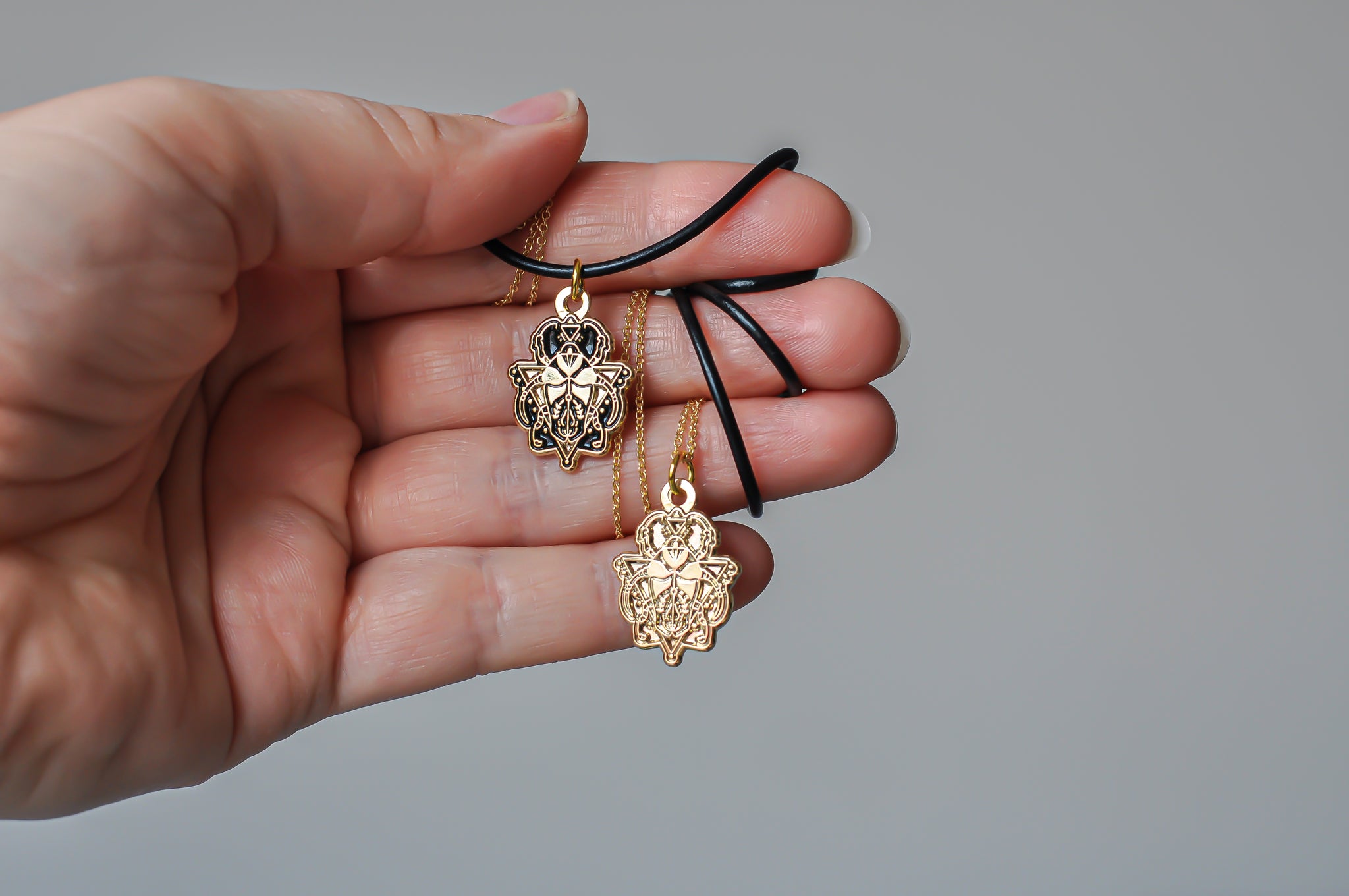 Gold Beetle Pendant Necklace
