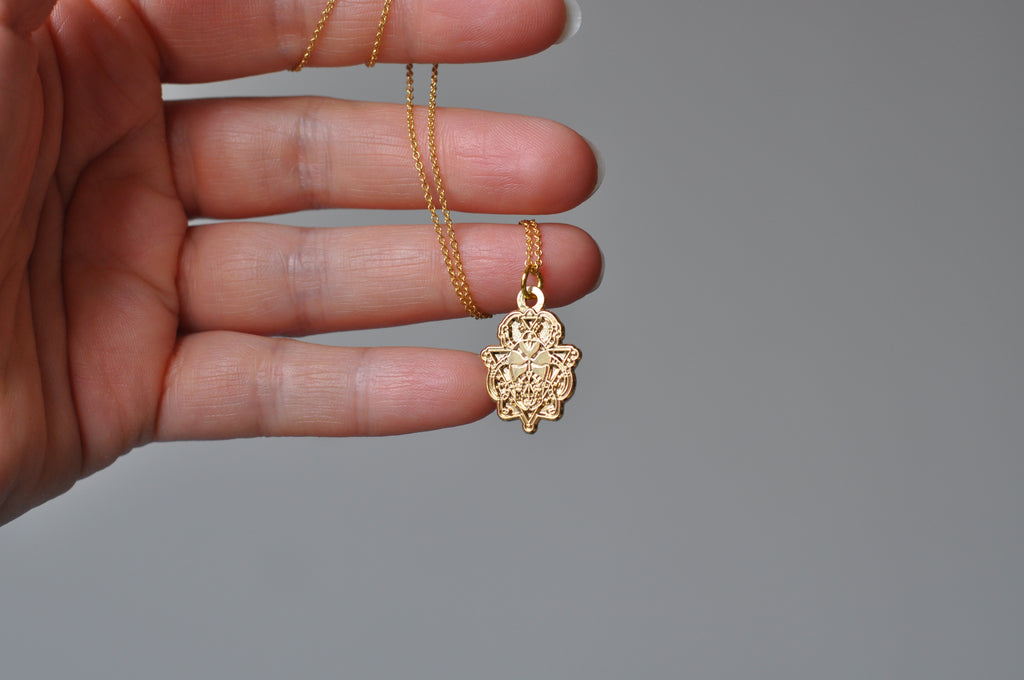 Gold Beetle Pendant Necklace