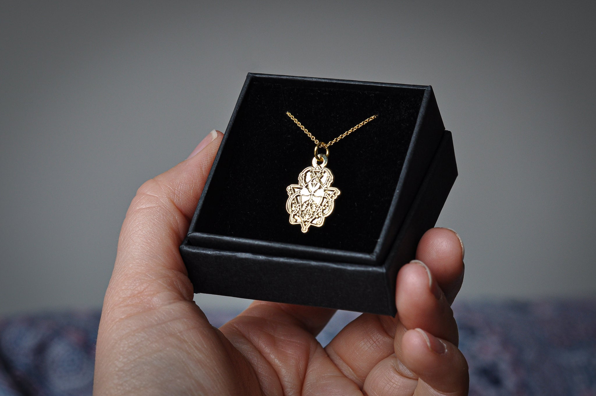 Gold Beetle Pendant Necklace