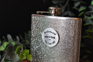BRIDESMAID Personalised Hip Flask – Glitter (variety)