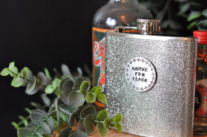 SILVER GLITTER Personalised Hip Flask