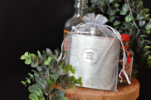 SILVER GLITTER Personalised Hip Flask