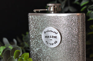 SILVER GLITTER Personalised Hip Flask
