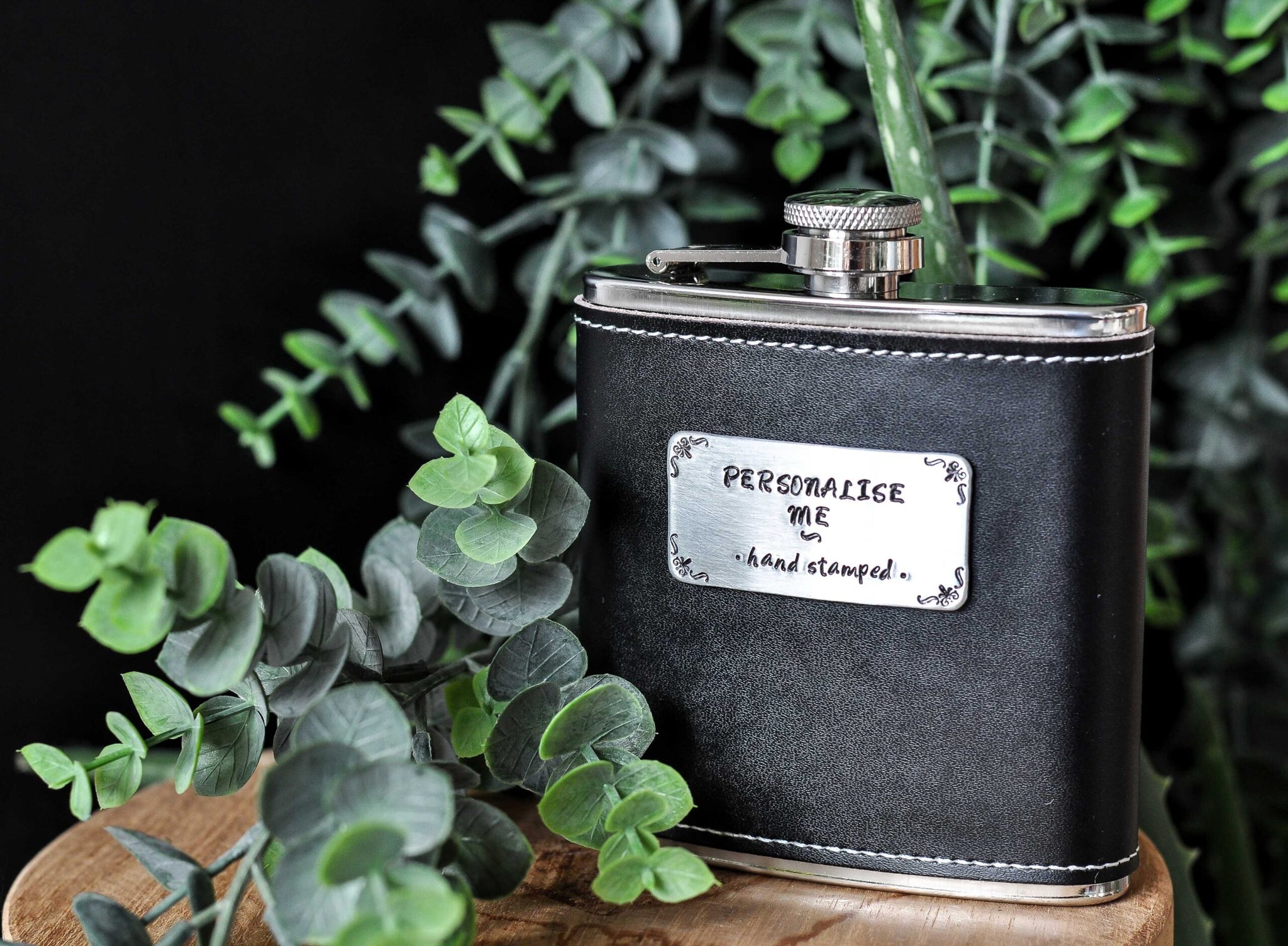 LEATHER Effect PERSONALISED Hip Flask
