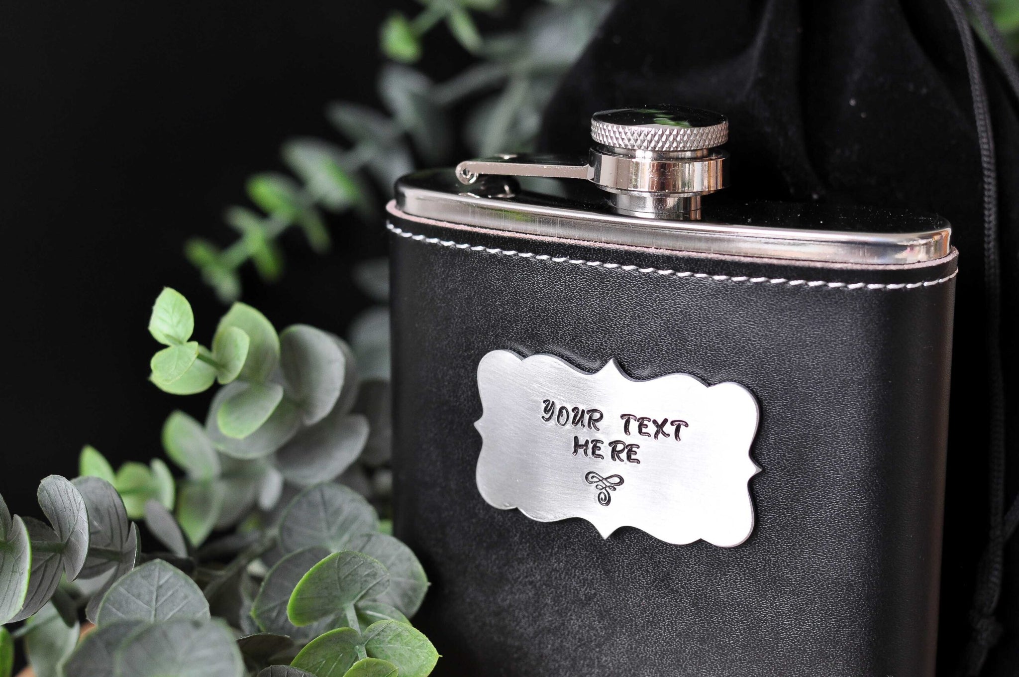 LEATHER Effect PERSONALISED Hip Flask