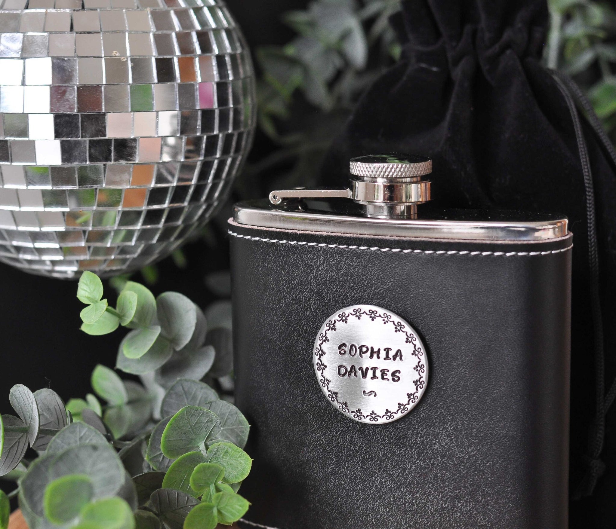 LEATHER Effect PERSONALISED Hip Flask